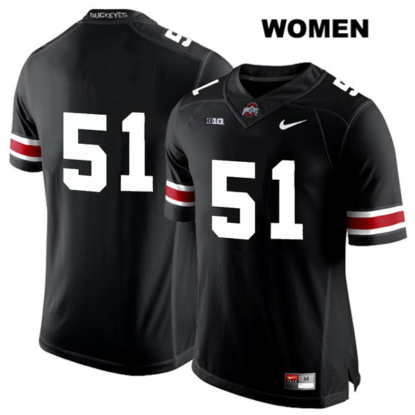 Ohio State Buckeyes Women's Antwuan Jackson #51 White Number Black Authentic Nike No Name College NCAA Stitched Football Jersey OP19V46VI